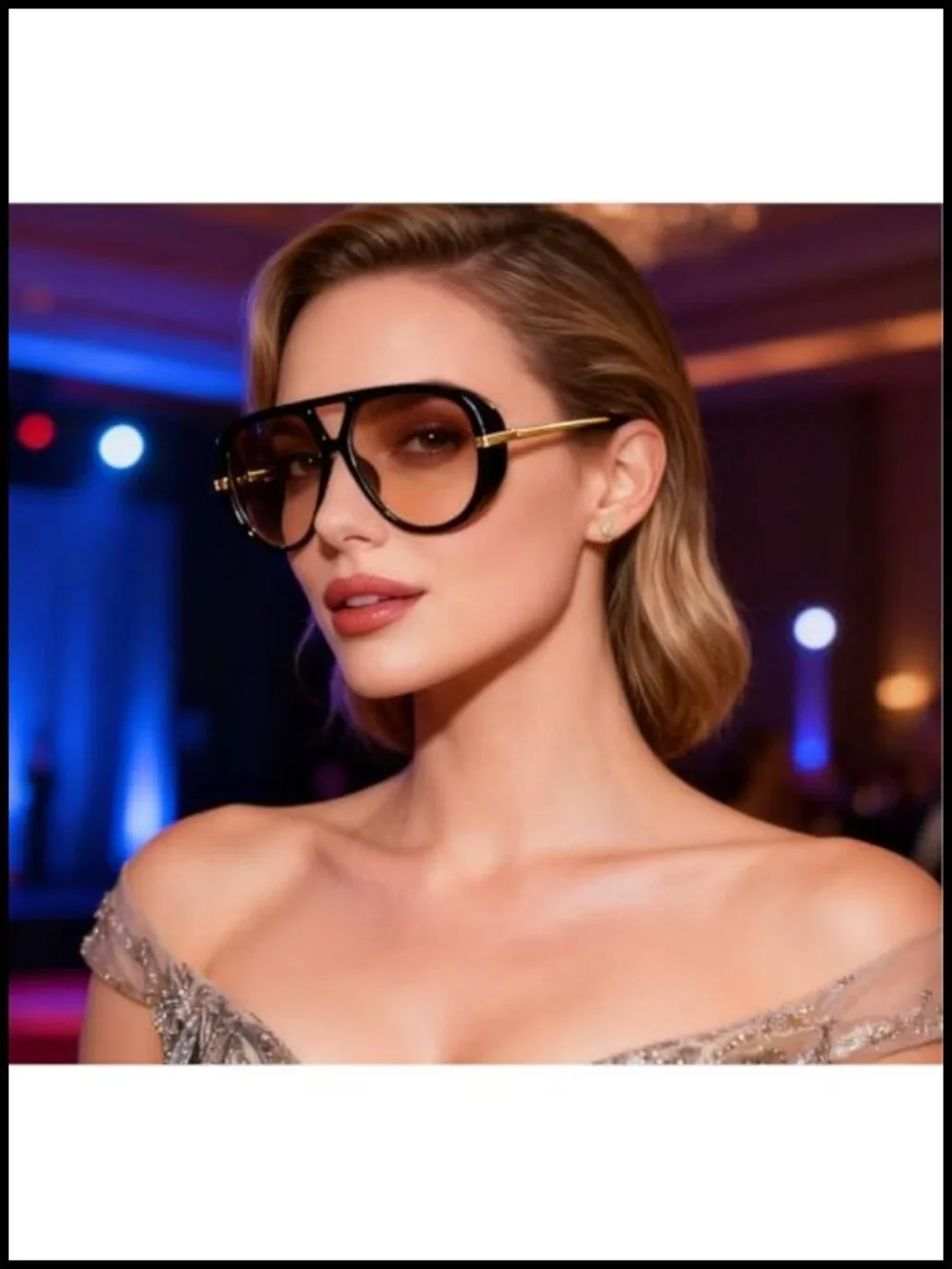 Oversized Pilot Sunglasses Retro Metal Frame UV400 Protection Unisex